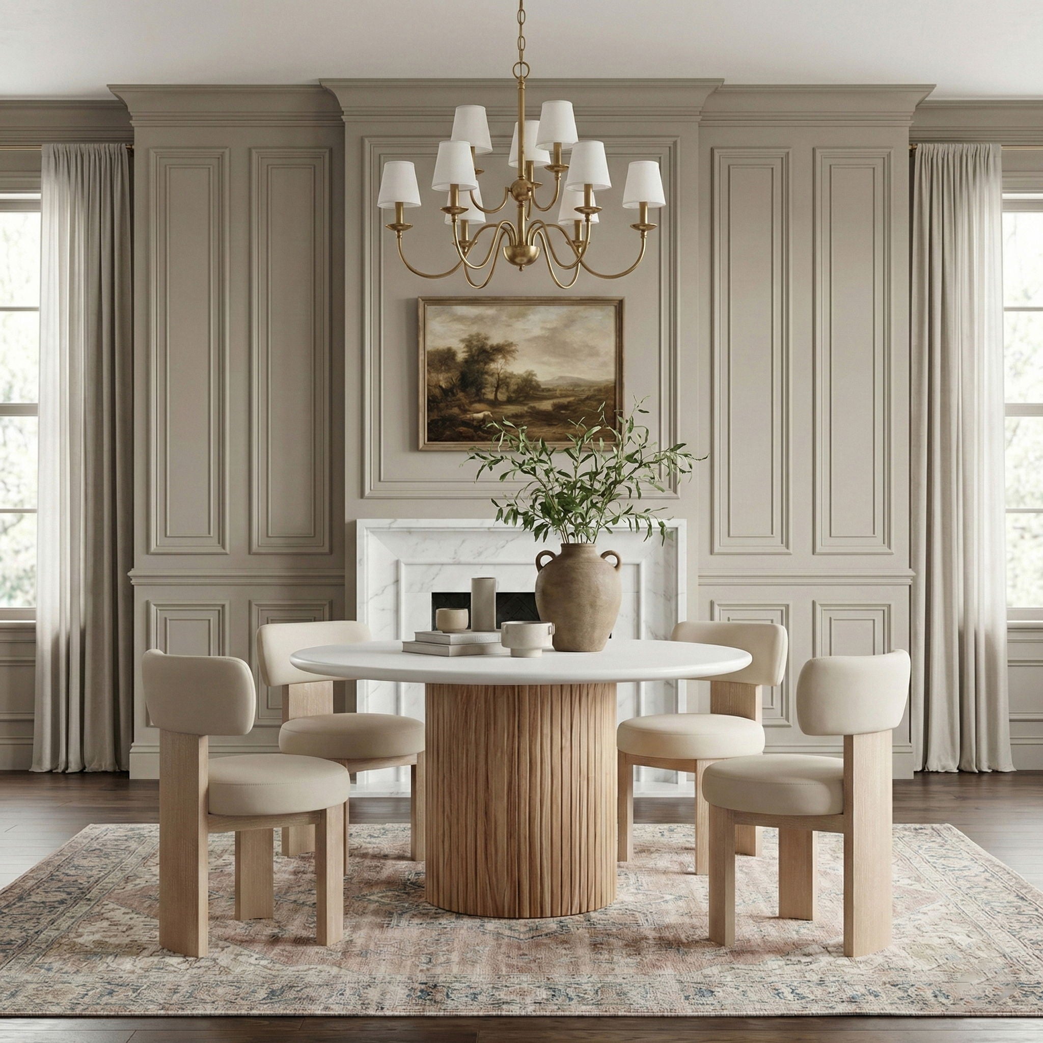 Atelier - Vegan Leather Upholstered Dining Chair (Set of 2) - Taupe / Painted Natural - Urban Living Furniture (Los Angeles, CA)