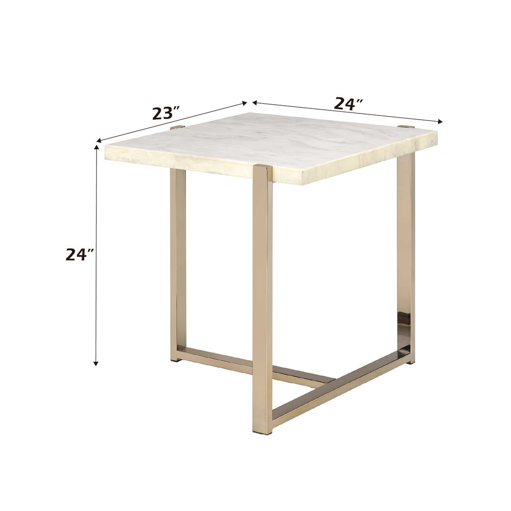 Feit - End Table - Faux Marble Top & Champagne - Urban Living Furniture (Los Angeles, CA)