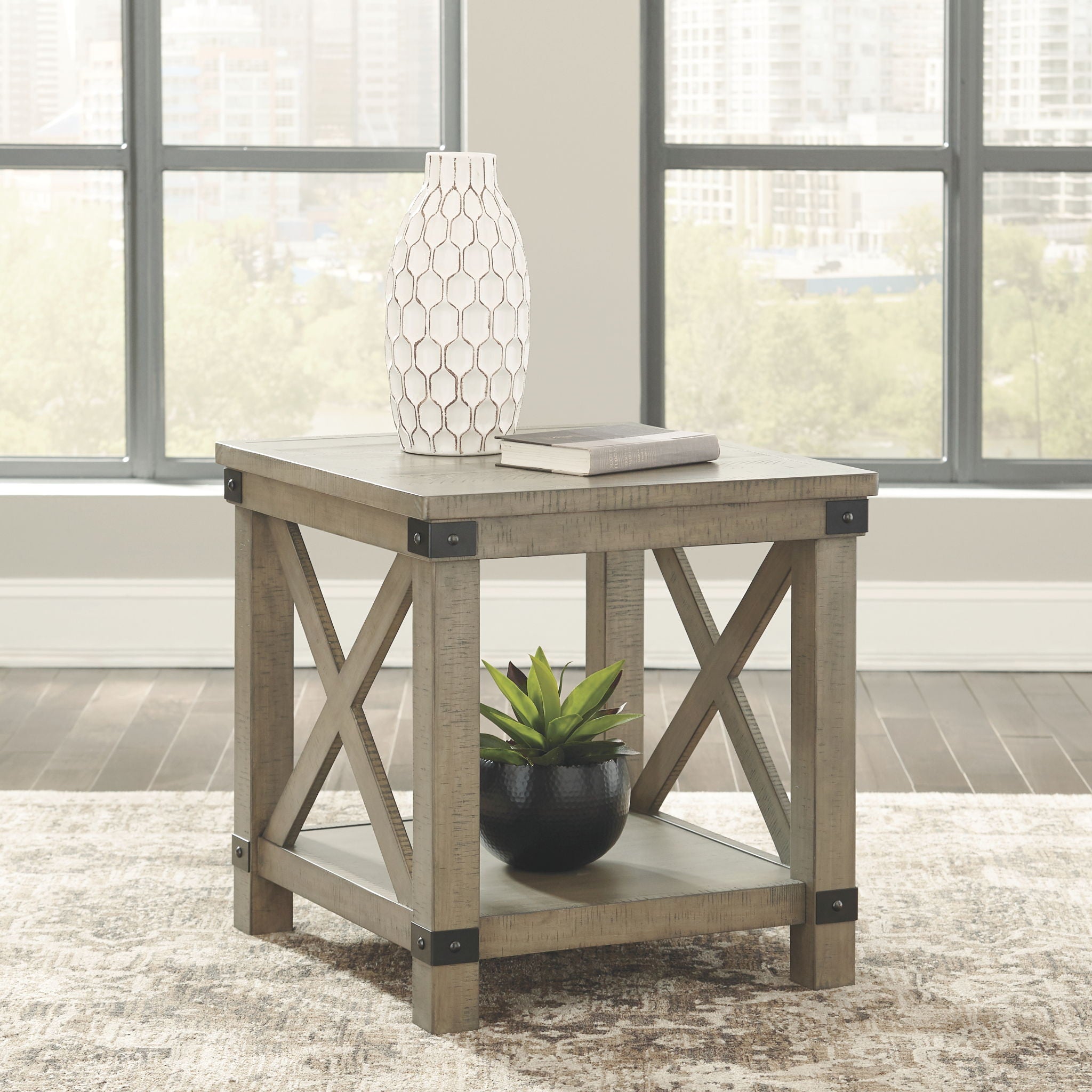 Aldwin - Gray - Rectangular End Table - Crossbuck Styling - Urban Living Furniture (Los Angeles, CA)