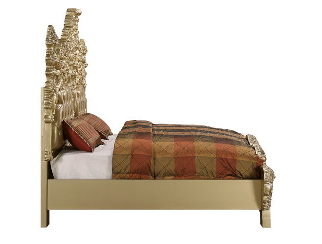 Seville - Eastern King Bed - Tan PU & Gold Finish - Urban Living Furniture (Los Angeles, CA)