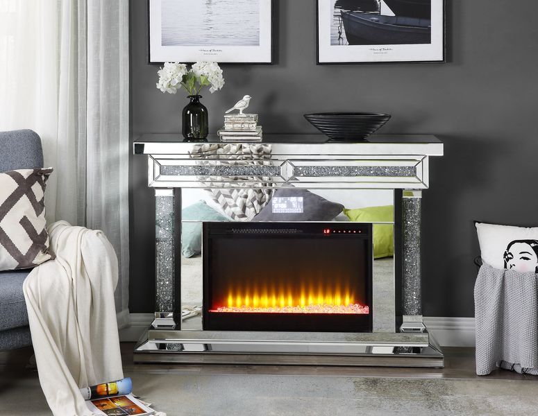 Noralie - Fireplace - Mirrored & Faux Diamonds - Wood - 36" - Urban Living Furniture (Los Angeles, CA)