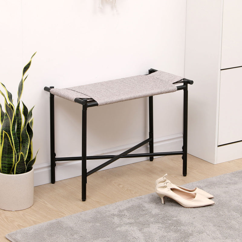 Handwoven Paper Rope Foot Rest Shoes Stools Ottomans For Entryway