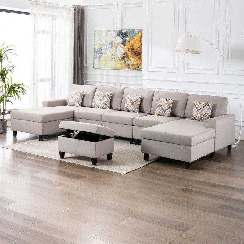 Nolan - Fabric 6 Piece Sectional Sofa With Pillows And Interchangeable Legs - Urban Living Furniture (Los Angeles, CA)