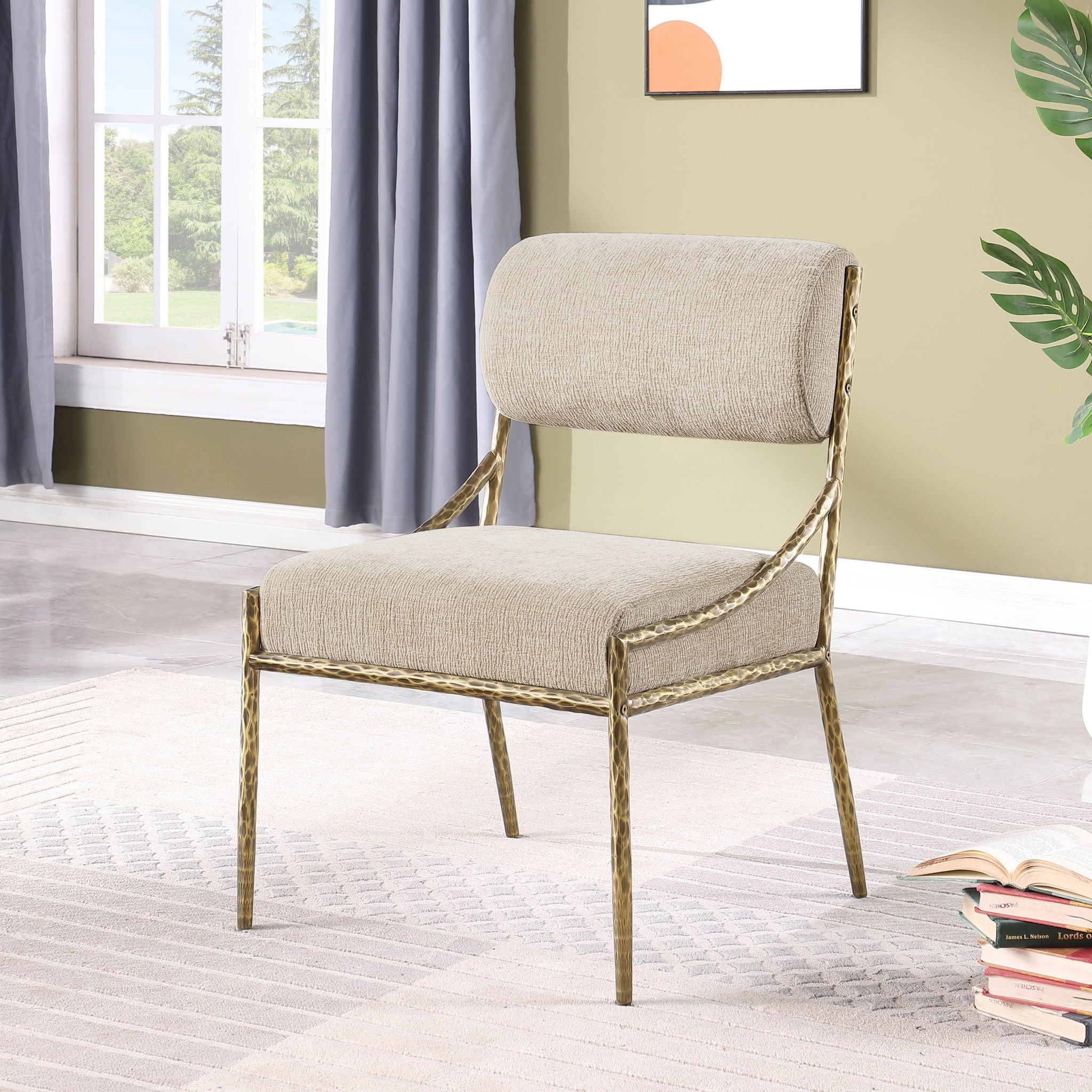 Bastille - Upholstered Dining Side Chair (Set of 2) - Brass Frame - Urban Living Furniture (Los Angeles, CA)