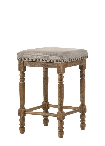 Farsiris - Stool (Set of 2) - Beige Fabric & Weathered Oak Finish - Urban Living Furniture (Los Angeles, CA)