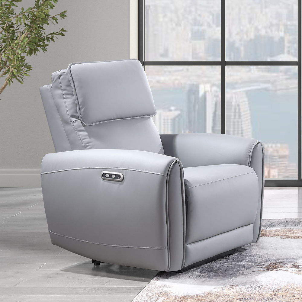Jeromie - Power Motion Recliner With USB Port - Gray Synthetic Leather - Urban Living Furniture (Los Angeles, CA)