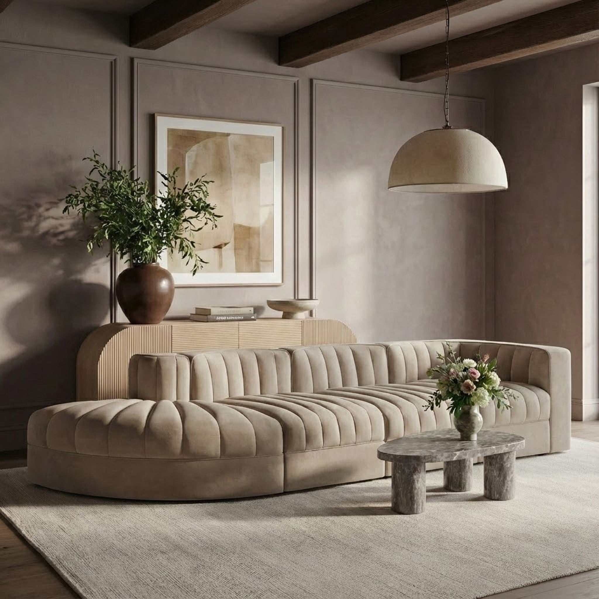 Rummi - Velvet Performance Fabric Upholstered 4 Piece Modular Sectional With Reverse Corner Chair - Urban Living Furniture (Los Angeles, CA)