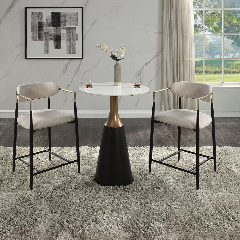 Jaramillo - Counter Height Table - Natural Marble Top & Black - Urban Living Furniture (Los Angeles, CA)