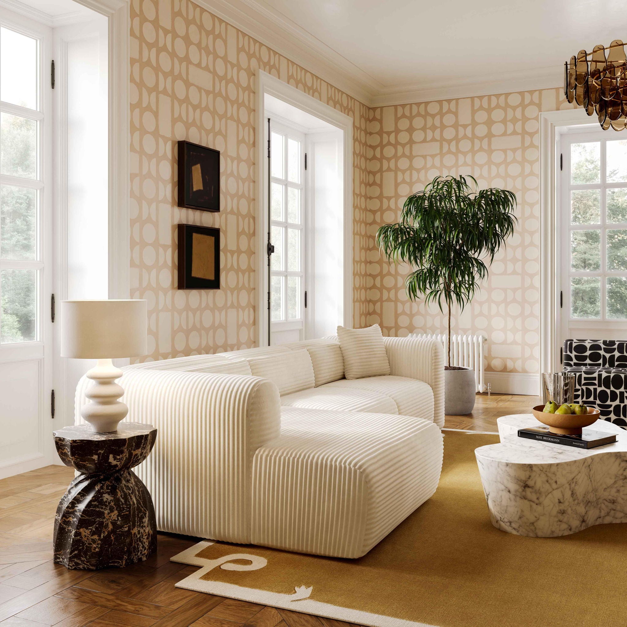 Tarra - Fluffy Oversized Corduroy Modular Corner Chair - Urban Living Furniture (Los Angeles, CA)