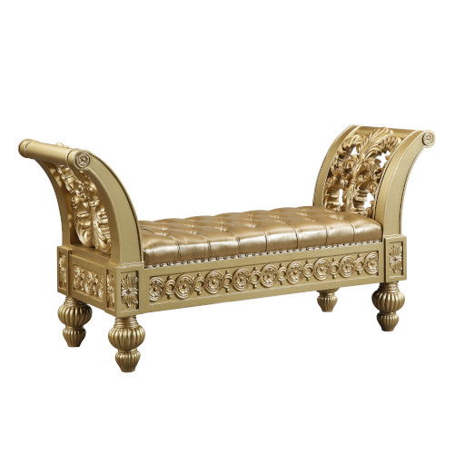 Seville - Bench - Tan PU & Gold Finish - Urban Living Furniture (Los Angeles, CA)