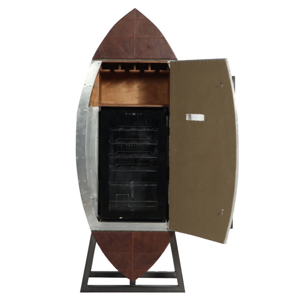 Brancaster - Wine Cabinet - Retro Brown Top Grain Leather & Aluminum - Urban Living Furniture (Los Angeles, CA)