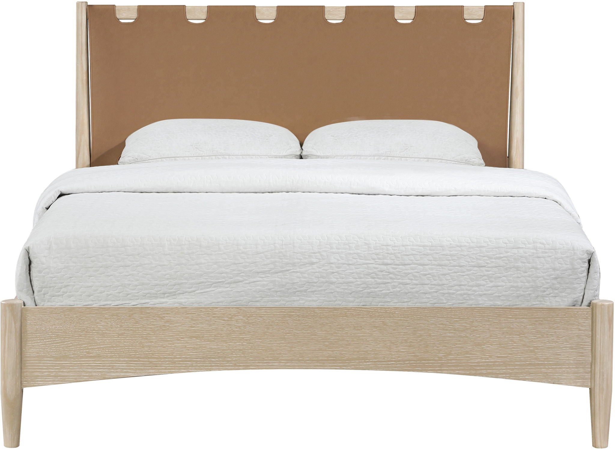 Santos - Vegan Leather Headboard And Wood Bed - Waxed Natural Frame - Urban Living Furniture (Los Angeles, CA)