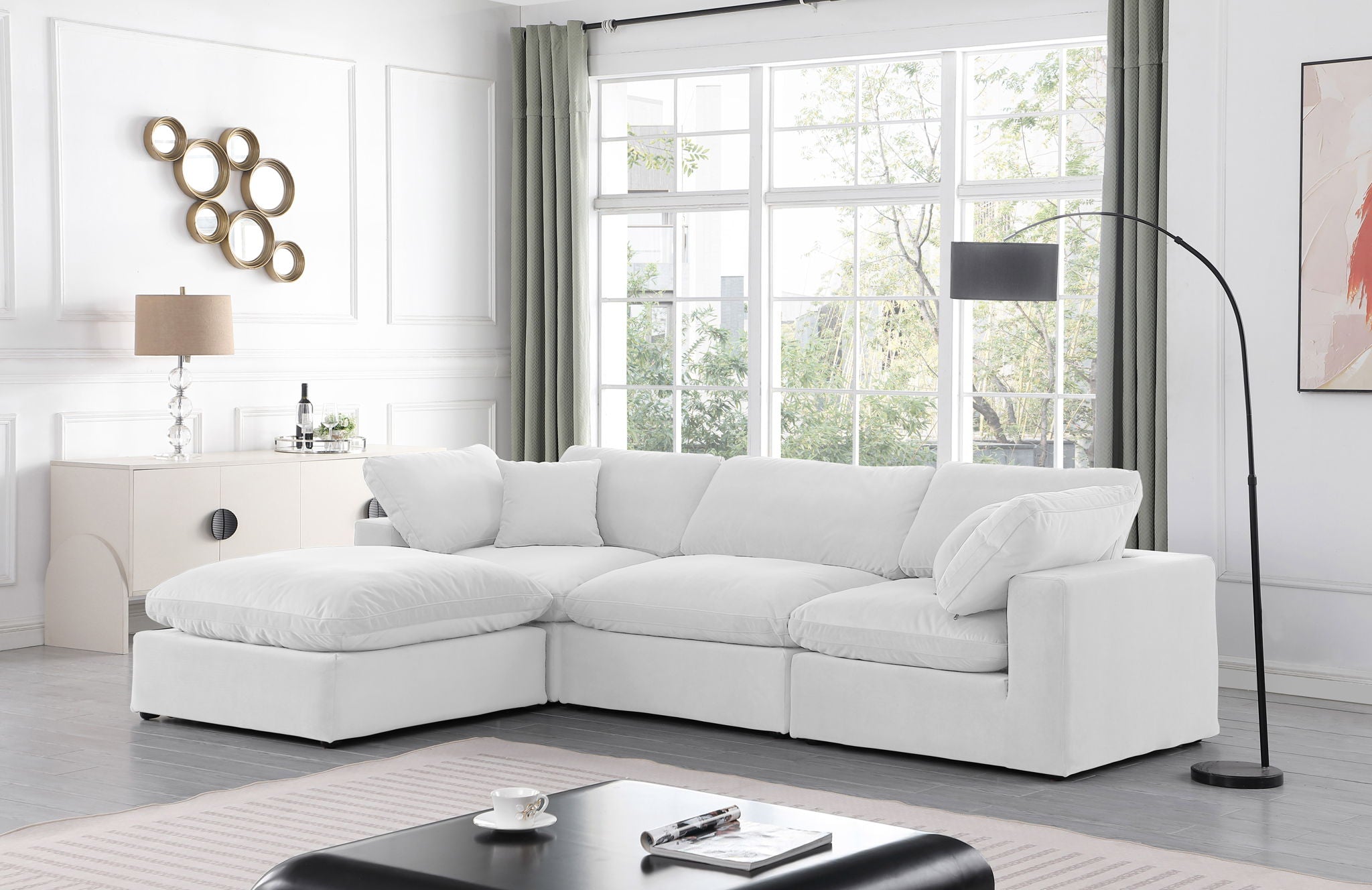Comfy - 4 Piece Velvet Modular Sectional With Chaise - White - Urban Living Furniture (Los Angeles, CA)
