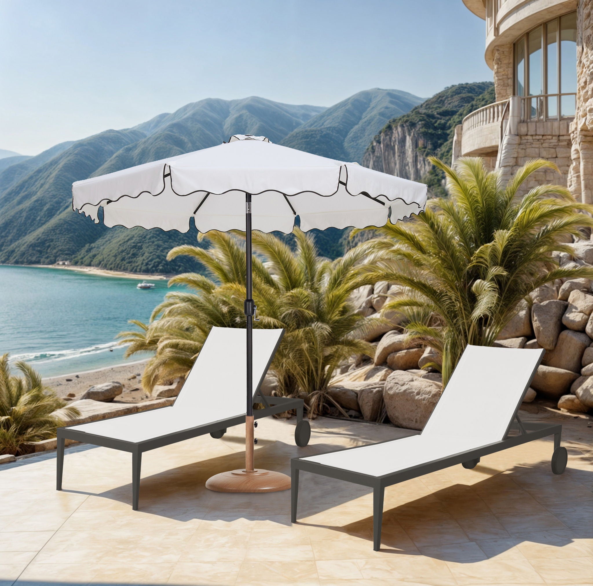 Amalfi - Patio Umbrella - Light Brown Base / Black Pole - Urban Living Furniture (Los Angeles, CA)
