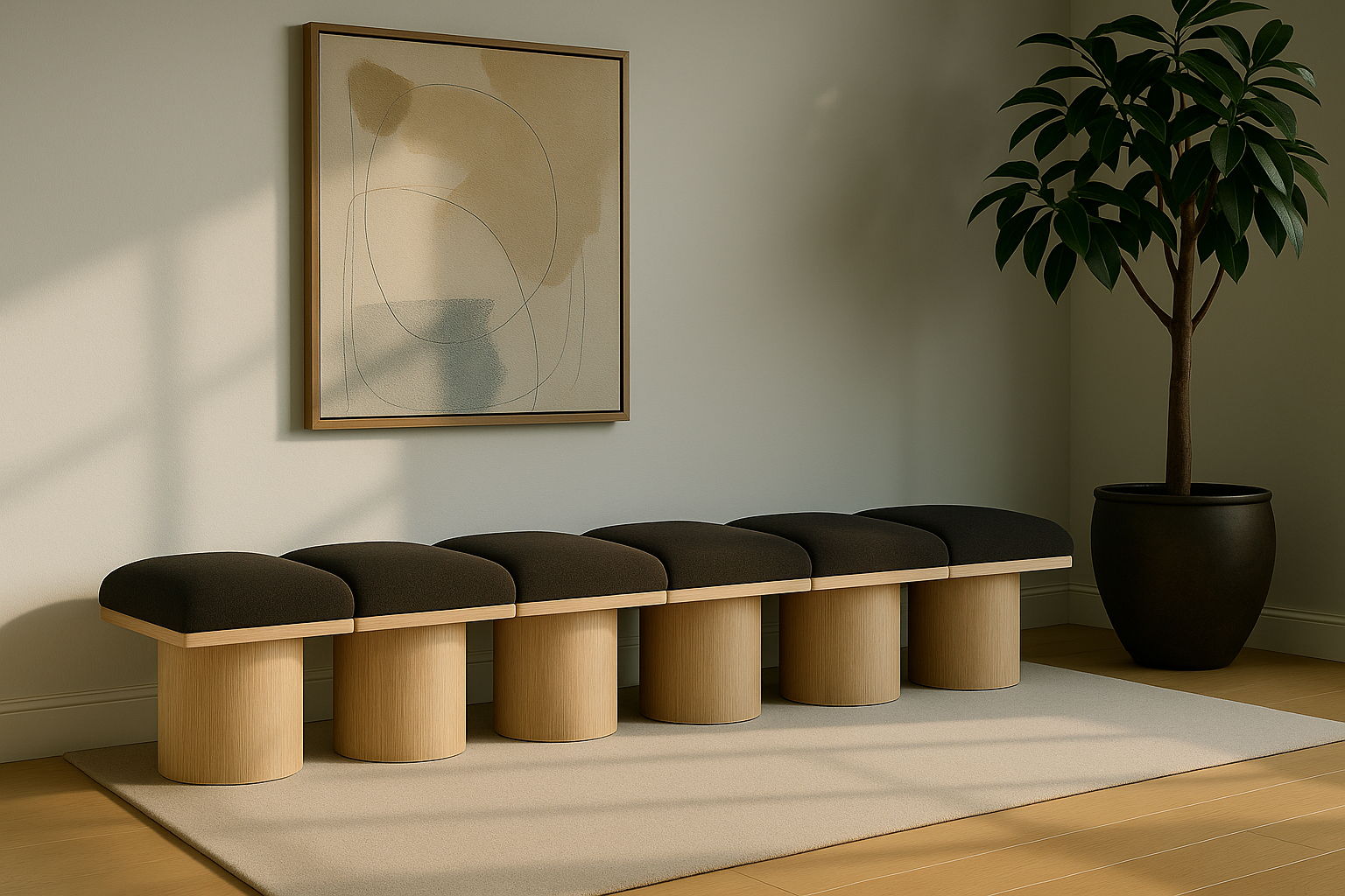 Pavilion - 6 Piece Modular Bench With Natural Base