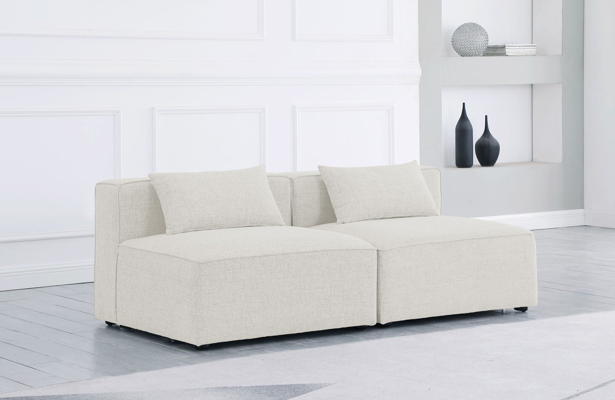 Cube - Linen Modular 2 Seat Armless Sofa - Urban Living Furniture (Los Angeles, CA)