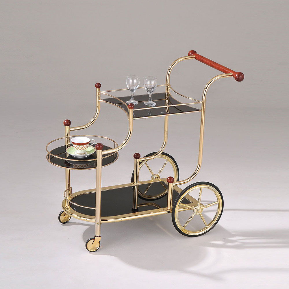 Lacy - Serving Cart - Black Glass & Gold Plated - Urban Living Furniture (Los Angeles, CA)