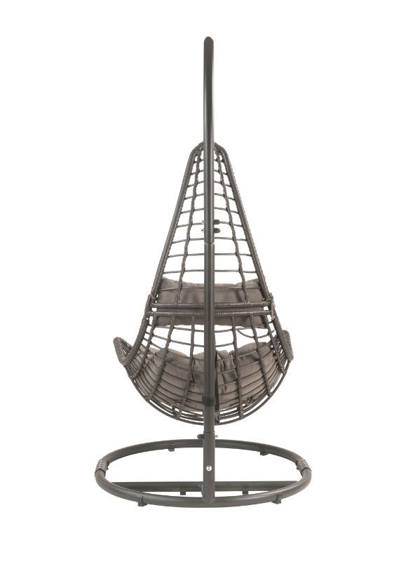 Uzae - Patio Swing Chair - Gray Fabric & Charcaol Wicker - Urban Living Furniture (Los Angeles, CA)