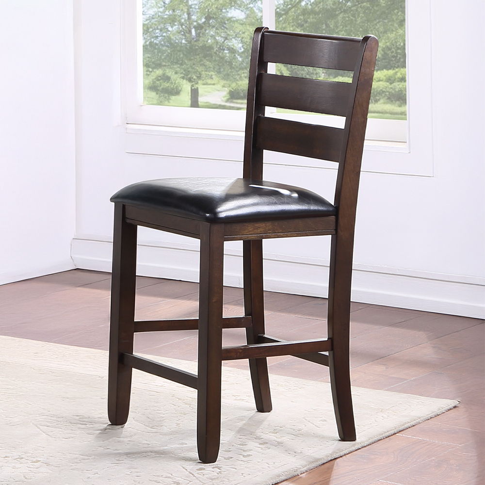 Urbana - Counter Height Chair (Set of 2) - Black Synthetic Leather & Espresso - Urban Living Furniture (Los Angeles, CA)