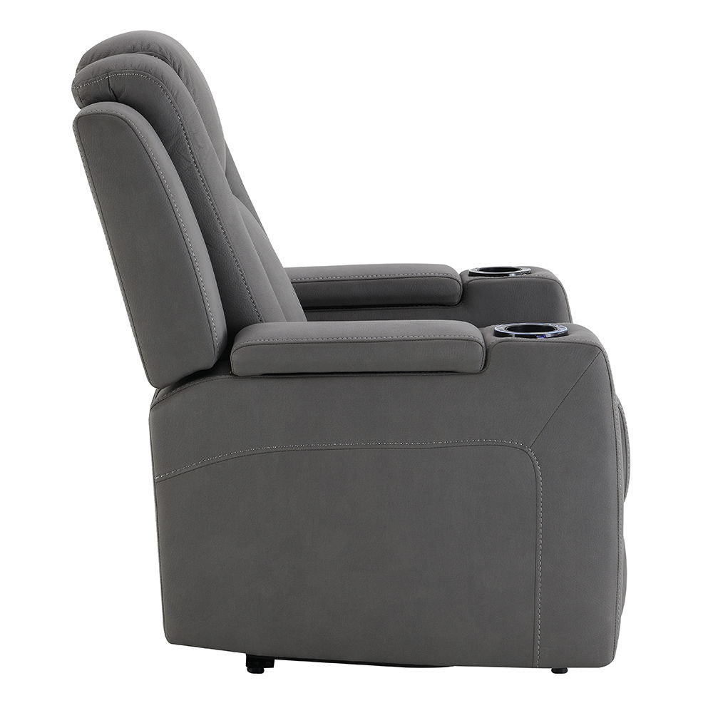 Leuco - Power Motion Recliner With Cup Holder, Control, LED & Power Headrest - Gray - Urban Living Furniture (Los Angeles, CA)