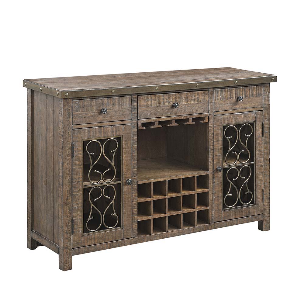 Raphaela - Server With Cup Holder & Wine Rack - Weathered Cherry - Urban Living Furniture (Los Angeles, CA)