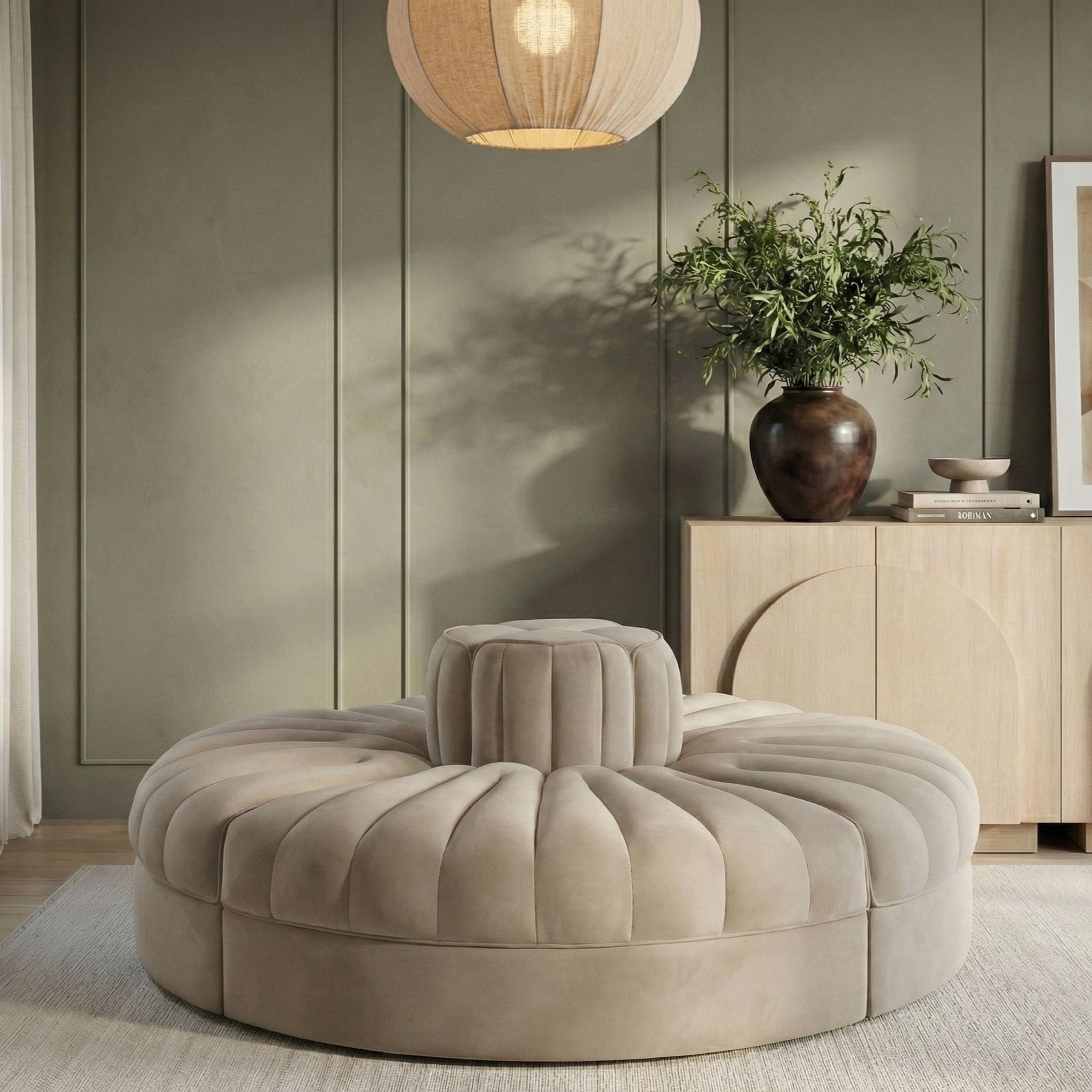 Rummi - Round Velvet Performance Fabric Upholstered 4 Piece Modular Sofa - Urban Living Furniture (Los Angeles, CA)