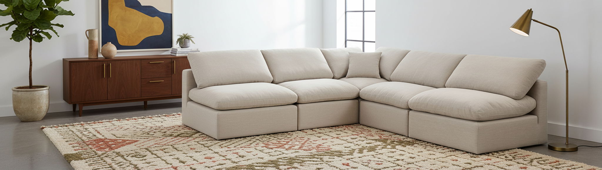 Indulge - Linen 5 Piece Modular Corner Armless Sectional - Urban Living Furniture (Los Angeles, CA)