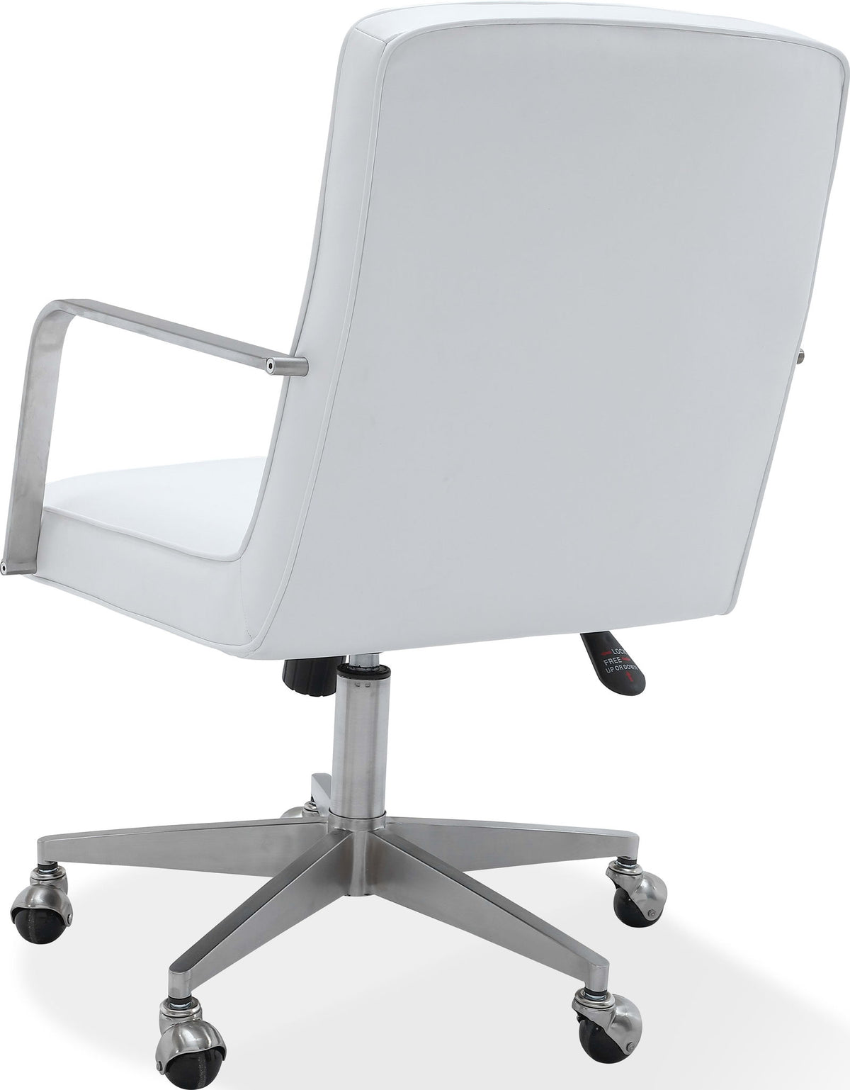 One - Metal Frame Leather Home Office Chair - Brushed Stainless Steel And White