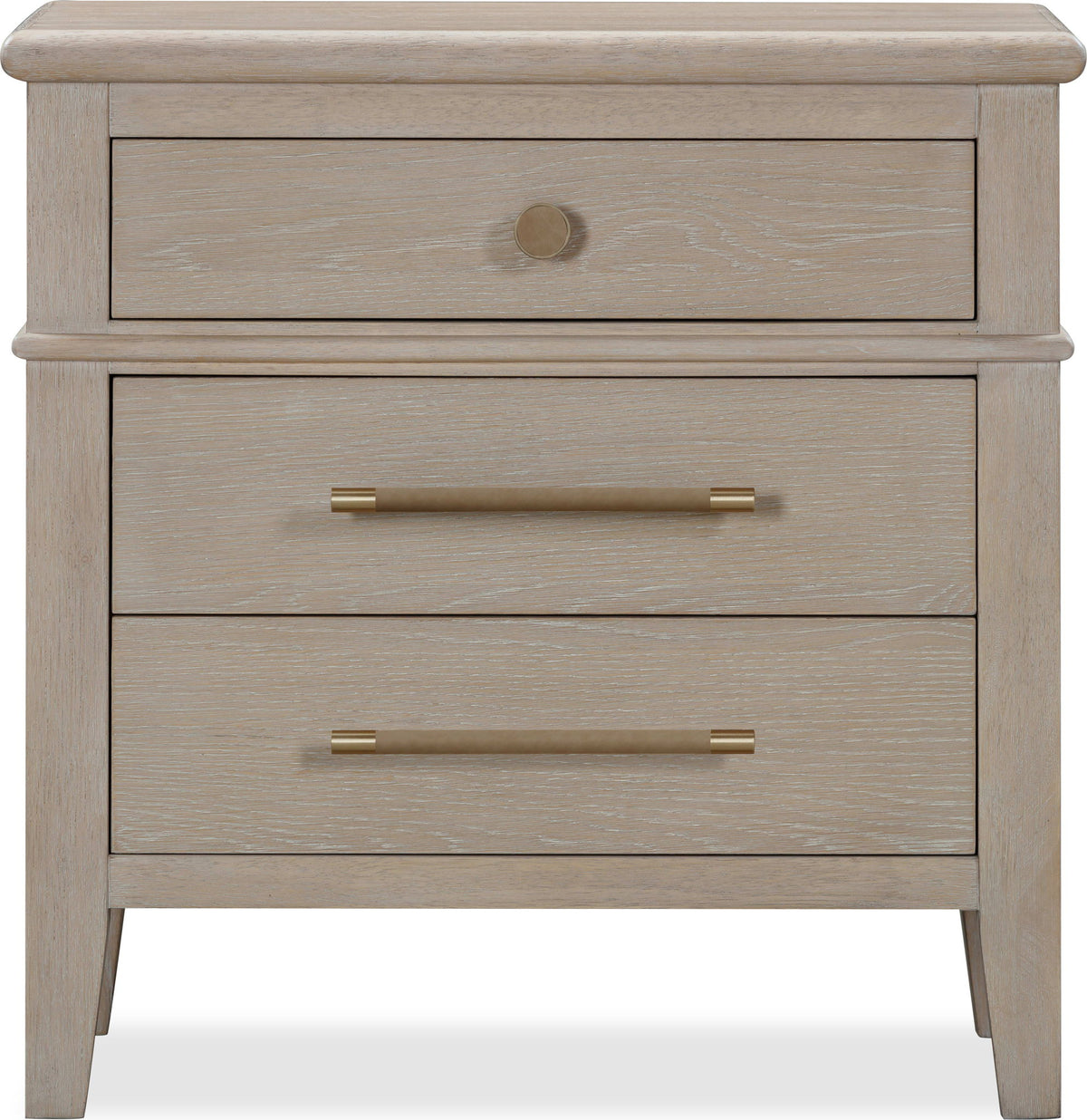 Camden - Three Drawer Oak Wood Nightstand - Chai