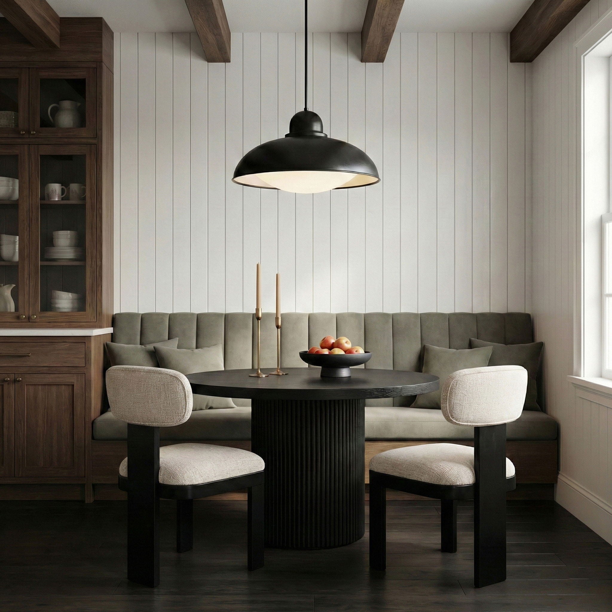 Timbra - Linen Textured Fabric Upholstered Dining Chair (Set of 2) - Black Base