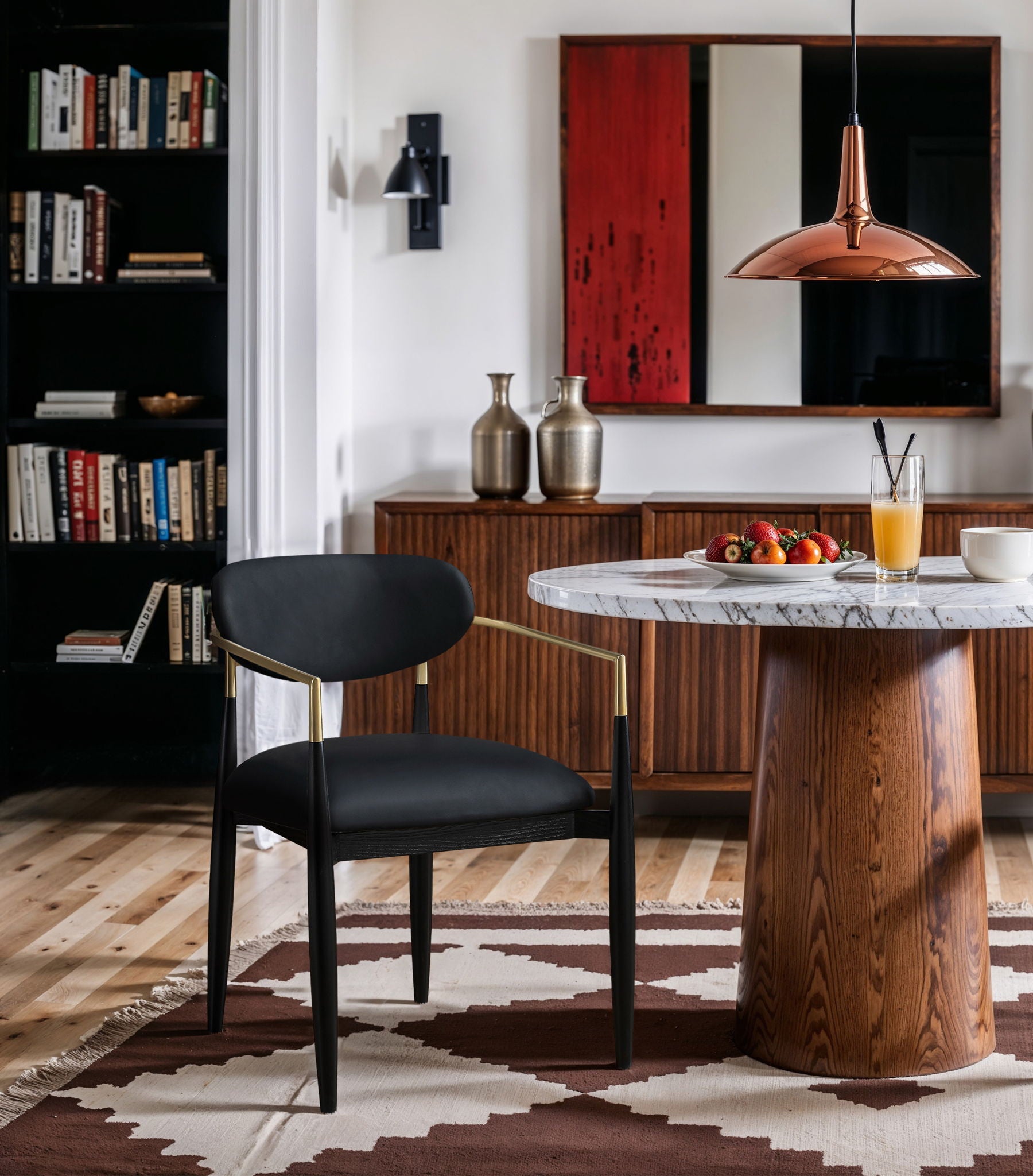 Riccio - Faux Leather Dining Arm Chair (Set of 2) - Black And Gold Frame - Urban Living Furniture (Los Angeles, CA)