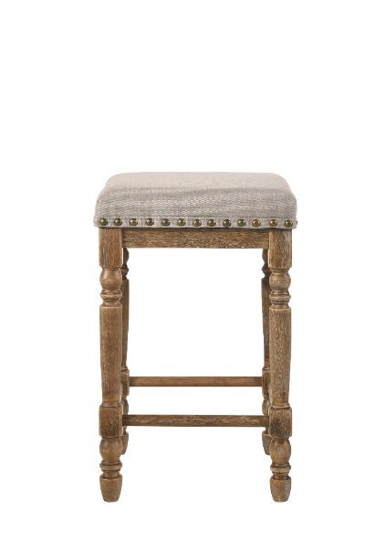 Farsiris - Counter Height Stool (Set of 2) - Beige Fabric & Weathered Oak - Urban Living Furniture (Los Angeles, CA)