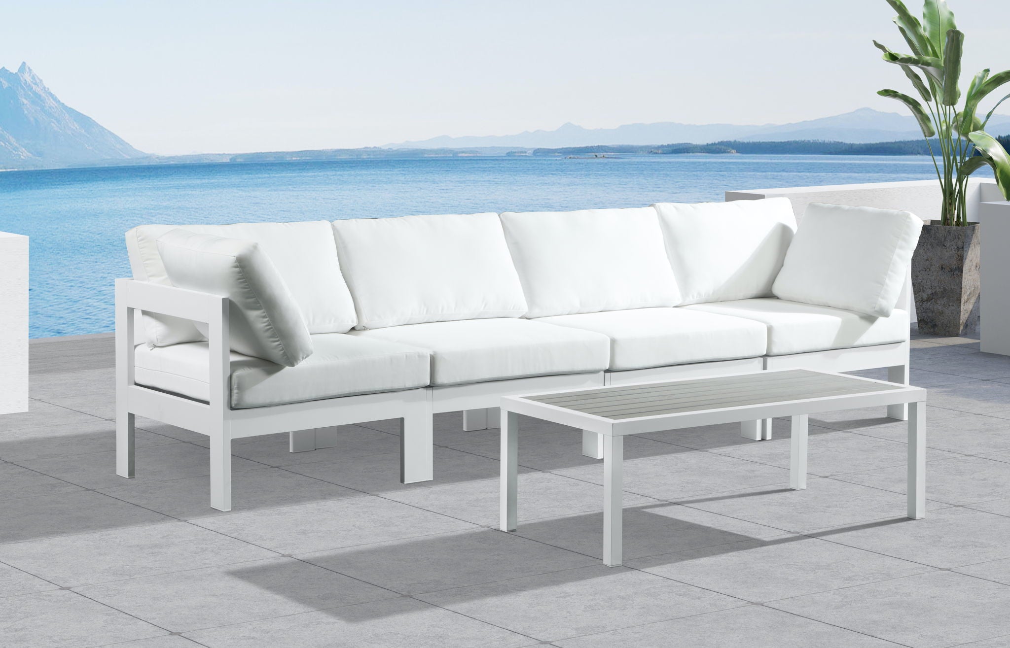 Nizuc - Outdoor Patio 4 Seat Modular Sofa With White Frame - Urban Living Furniture (Los Angeles, CA)