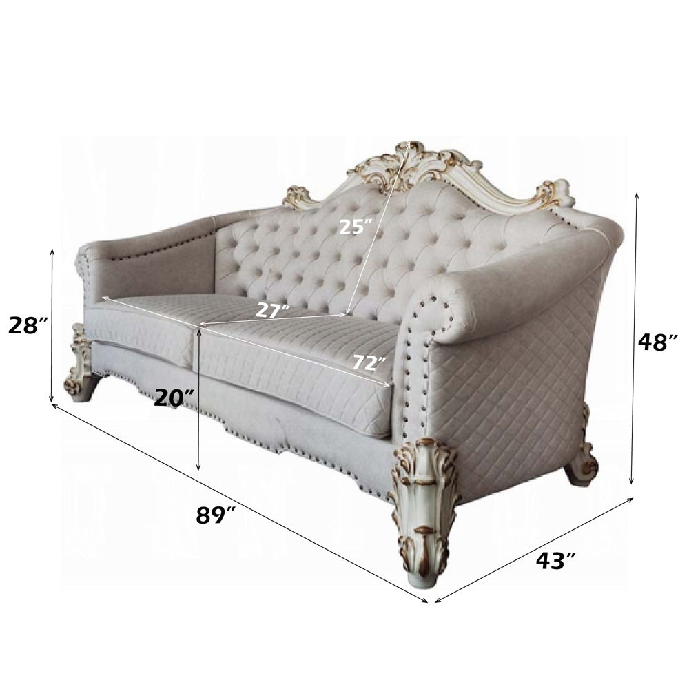 Vendome II - Sofa With 6 Pillows - Two Tone Ivory Fabric & Antique Pearl - Urban Living Furniture (Los Angeles, CA)