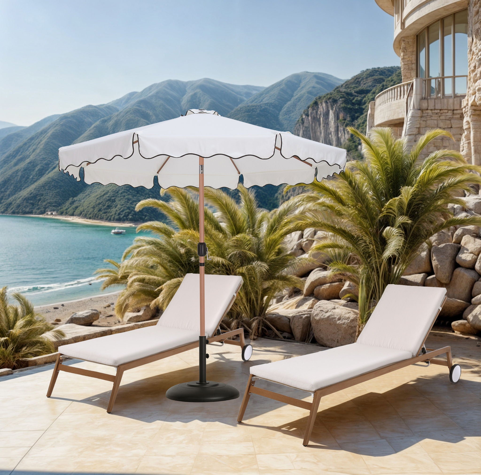 Amalfi - Patio Umbrella - Black Base / Light Brown Pole - Urban Living Furniture (Los Angeles, CA)