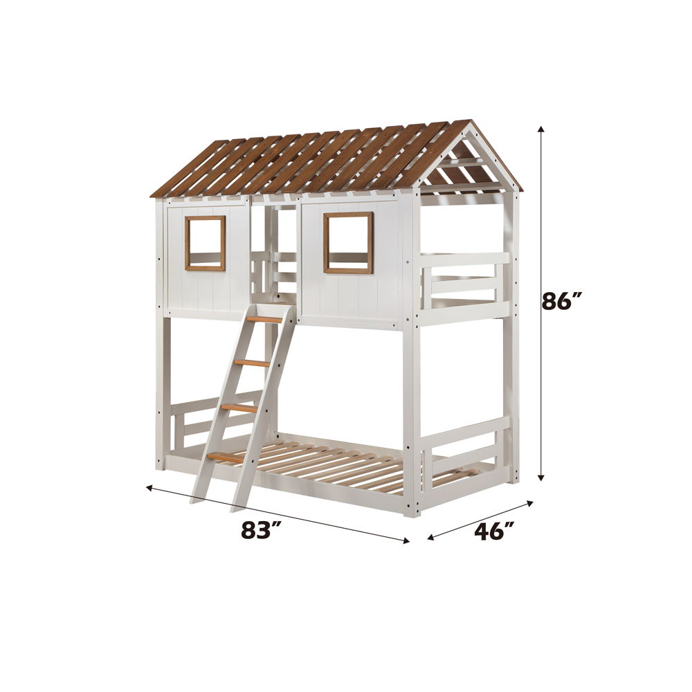 Inara - Twin Over Twin Bunk Bed - White & Rustic Oak - Urban Living Furniture (Los Angeles, CA)