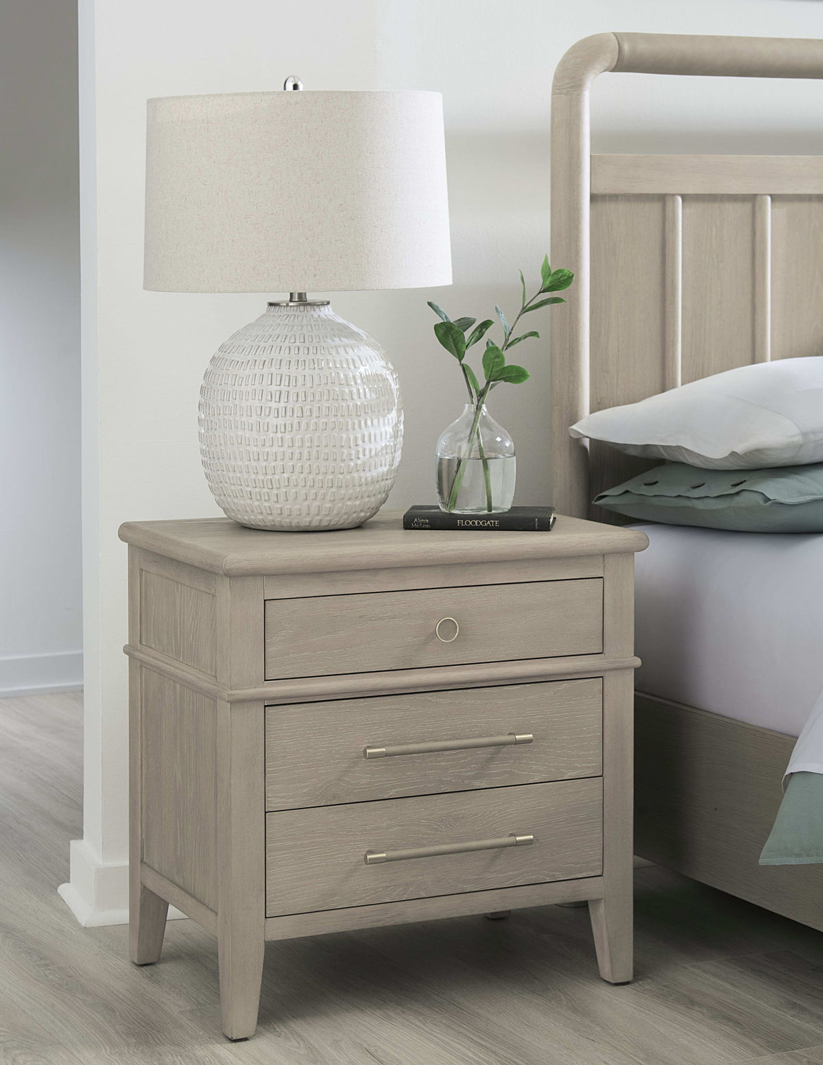 Camden - Three Drawer Oak Wood Nightstand - Chai