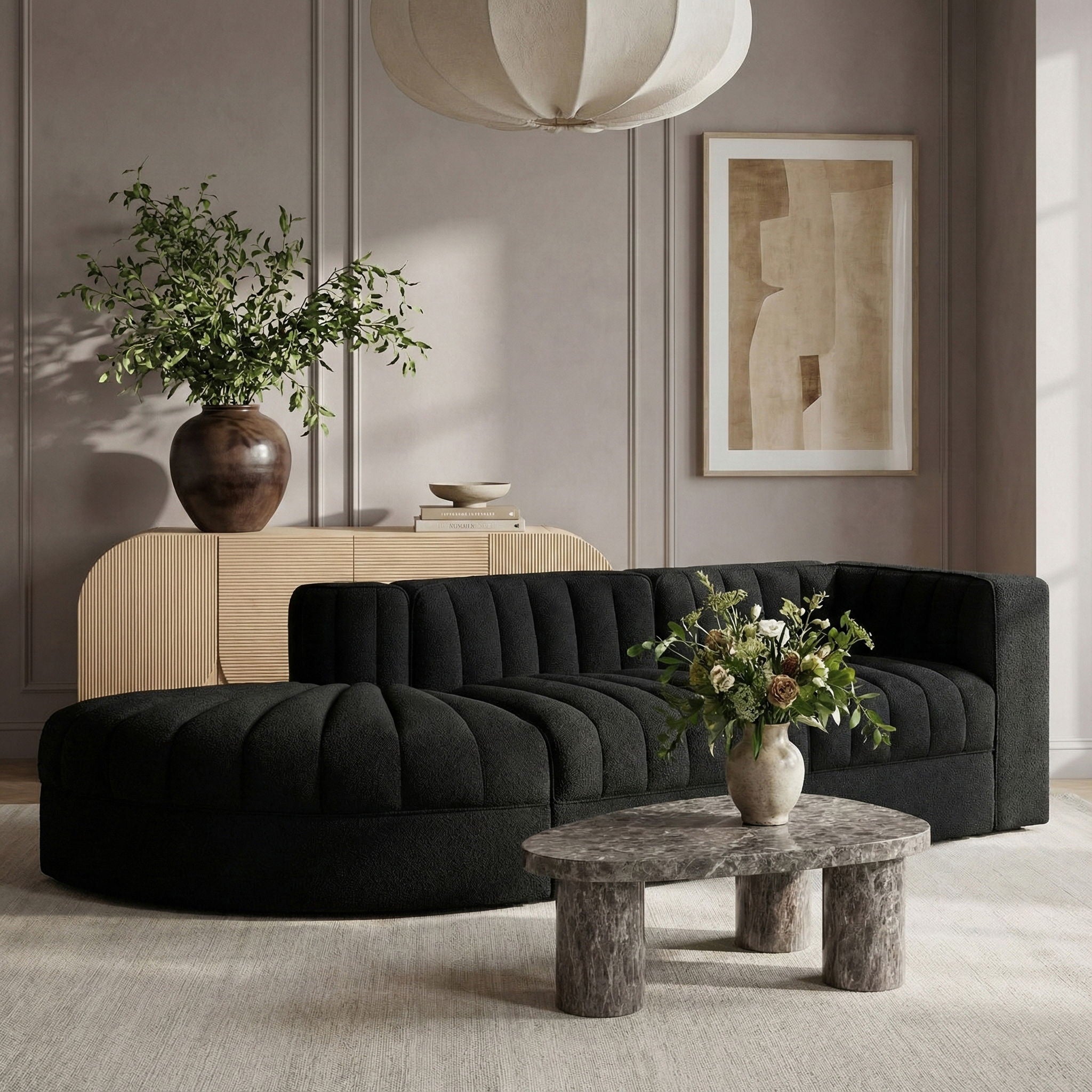 Rummi - Velvet Performance Fabric Upholstered 3 Piece Modular Sectional - Urban Living Furniture (Los Angeles, CA)
