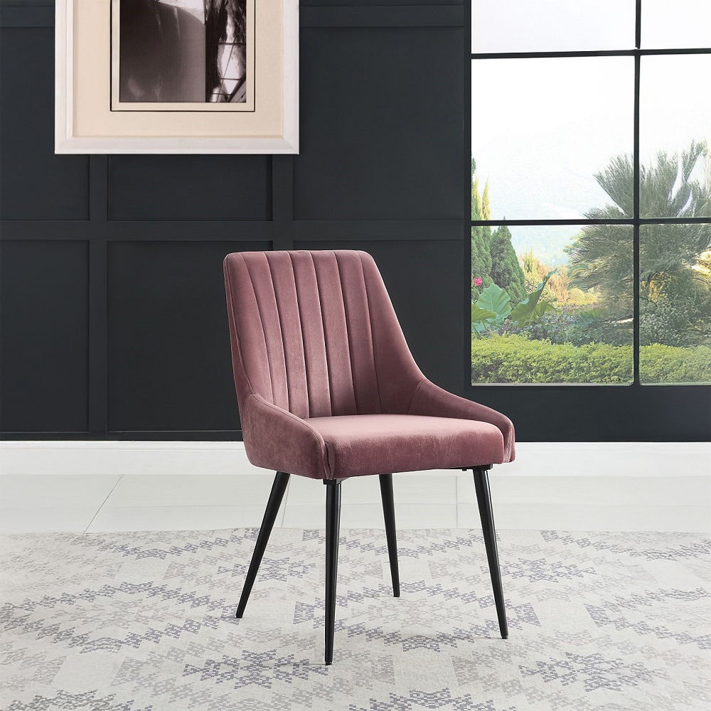 Riley - Side Chair (Set of 2) - Pink Fabric & Black - Urban Living Furniture (Los Angeles, CA)
