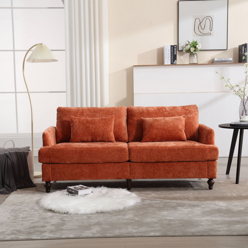 Mid Century Modern Chenille Fabric Loveseat Sofa, 2 Seat Upholstered Couch