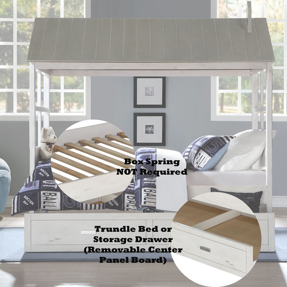Tree House II - Twin Bed - Weathered White & Washed Gray - Urban Living Furniture (Los Angeles, CA)