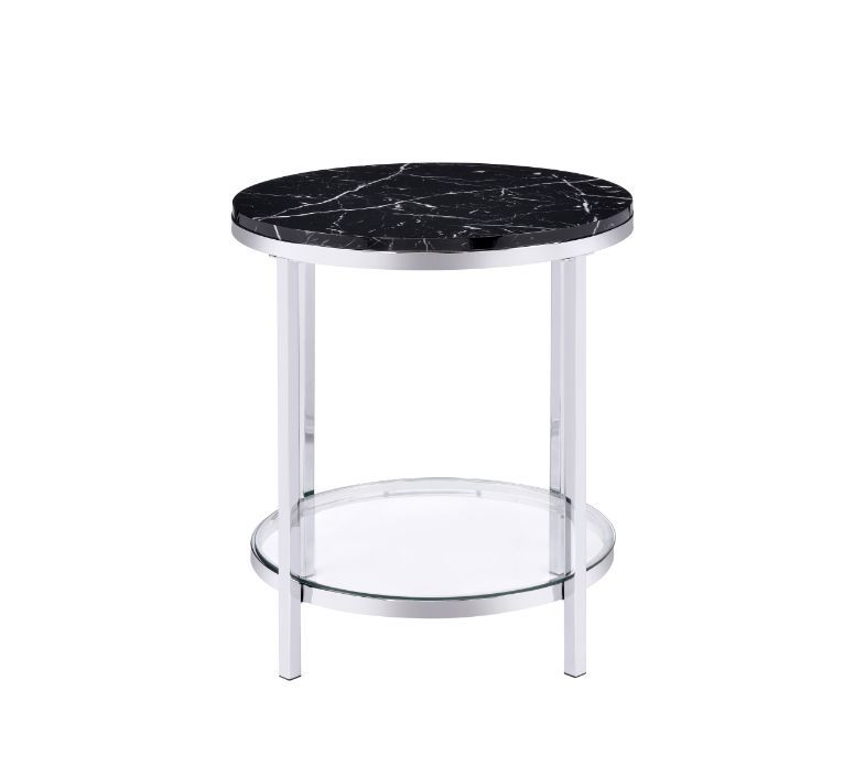 Virlana - End Table - Faux Black Marble & Chrome Finish - Urban Living Furniture (Los Angeles, CA)