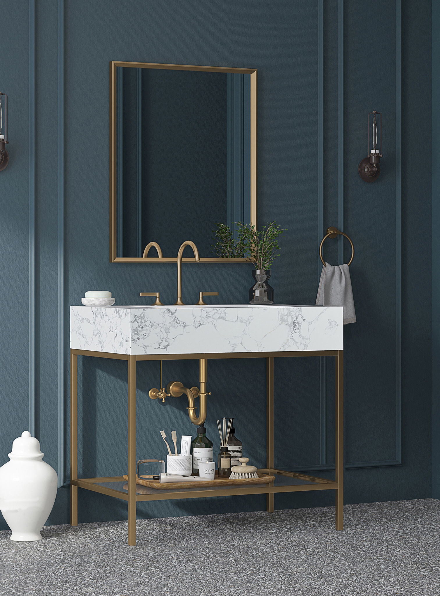 Marmo - Engineered Marble Bathroom Vanity With Gold Base - Urban Living Furniture (Los Angeles, CA)