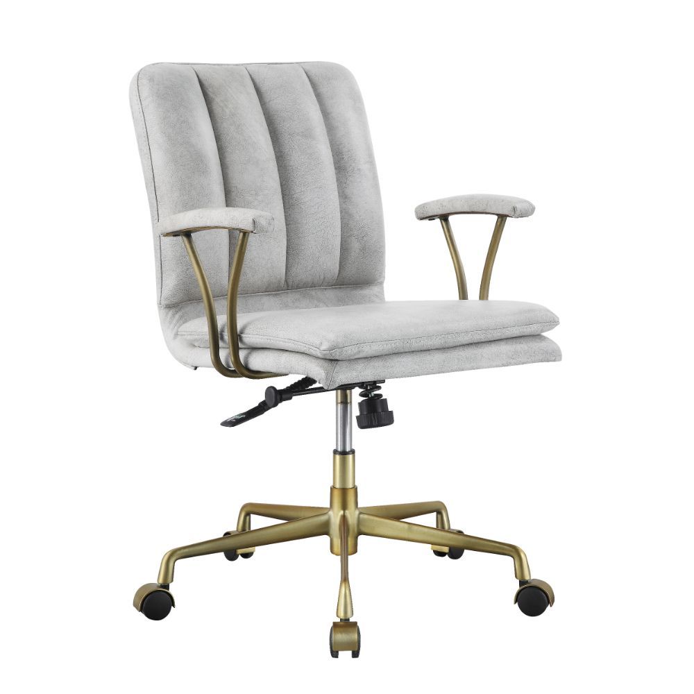 Damir - Office Chair - Vintage White Top Grain Leather & Chrome - Urban Living Furniture (Los Angeles, CA)