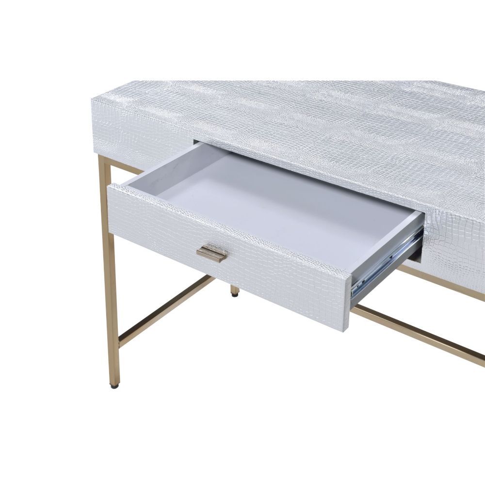 Piety - Vanity Desk - Silver PU & Champagne - Urban Living Furniture (Los Angeles, CA)