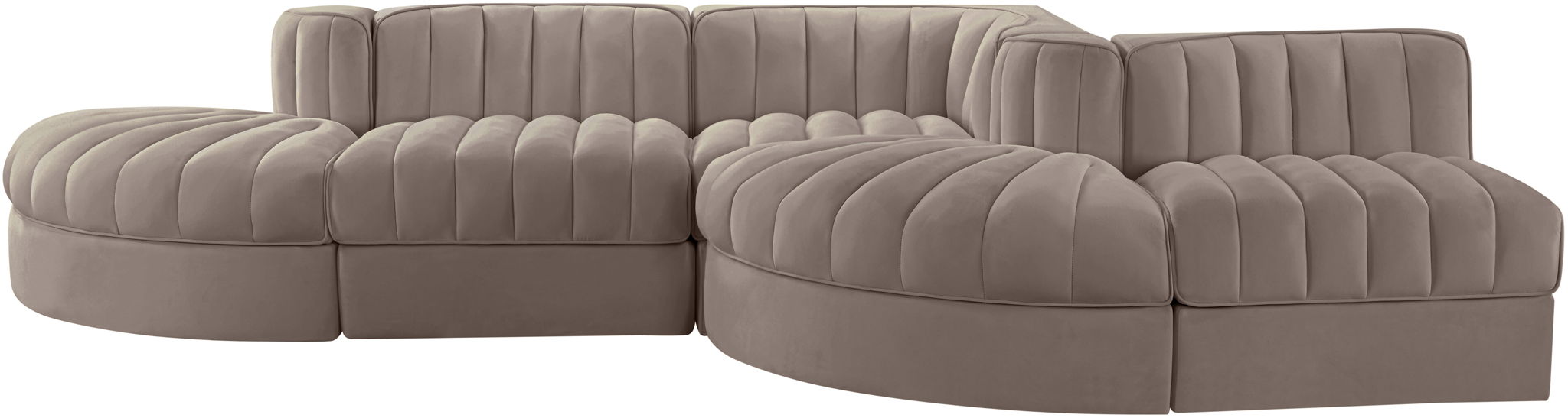 Rummi - Rounded Velvet Performance Fabric Upholstered 5 Piece Modular Sectional - Urban Living Furniture (Los Angeles, CA)
