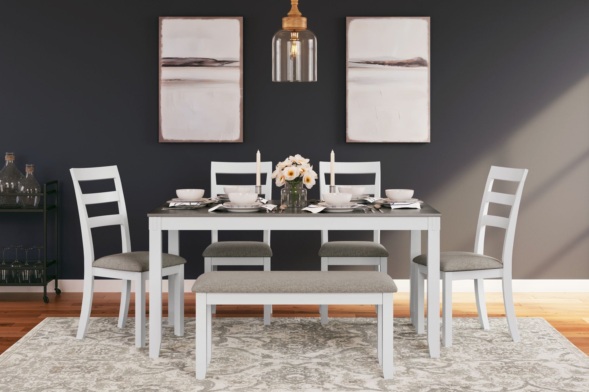 Stonehollow - White / Gray - Rectangular Drm Table Set (Set of 6) - Urban Living Furniture (Los Angeles, CA)