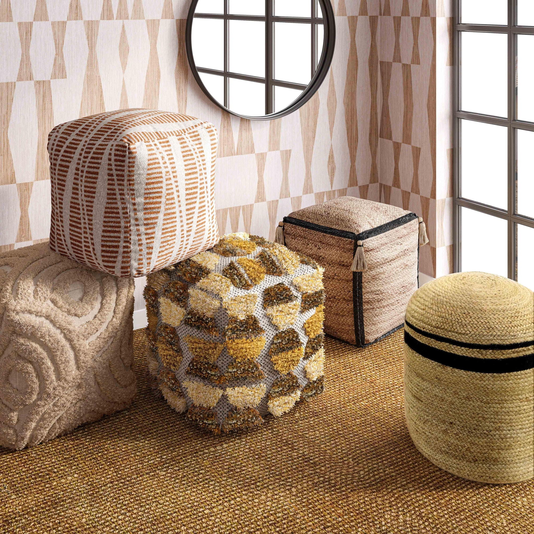 Miranda - Knitted Pouf - Beige - Urban Living Furniture (Los Angeles, CA)