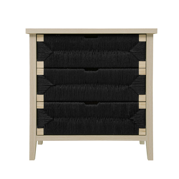 3 Drawer Buffet Sideboard With Adjustable Shelves, Storage Cabinet With Natural Seaweed Decor Doors For Living Room Kitchen Entryway - Natural