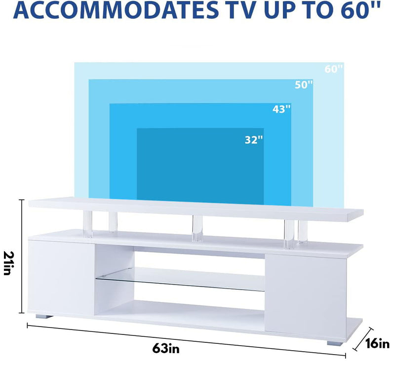 TV Stand LED Gaming Entertainment Center, Media Storage Console Table With Large Side Cabinet